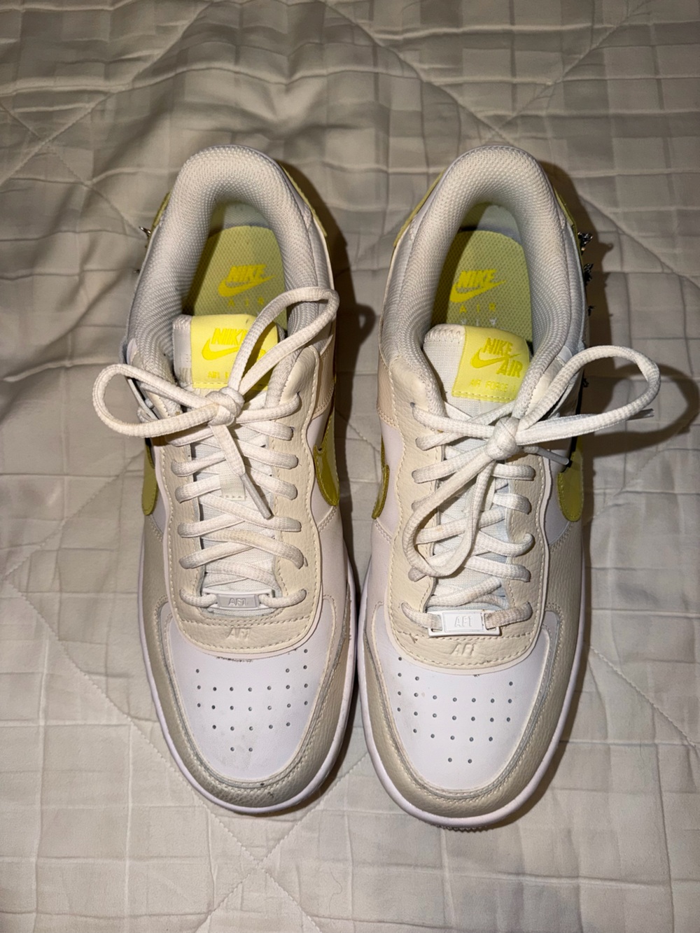 Nike Low-Top Sneakers in White with Neon Yellow Accents (open to offers!)
